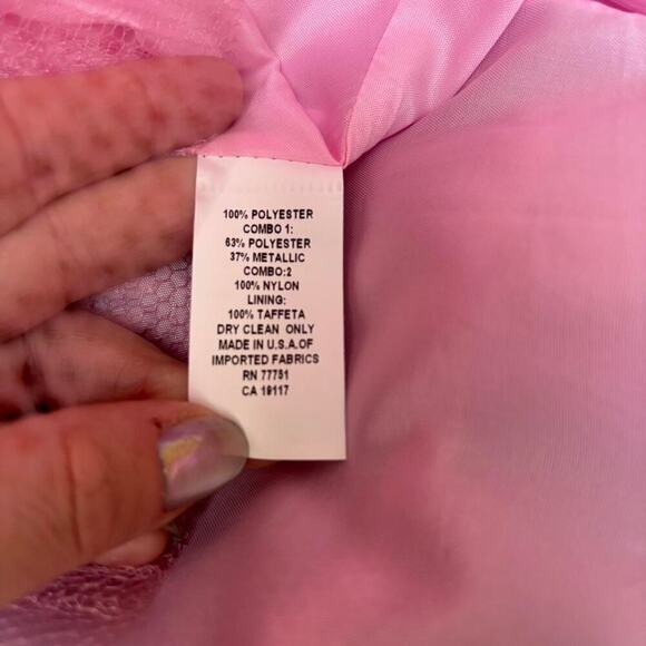 y2k vtg. BETSEY JOHNSON Pink Sequin Bow Strapless mini Party‎ Dress 8 medium. - Picture 8 of 8